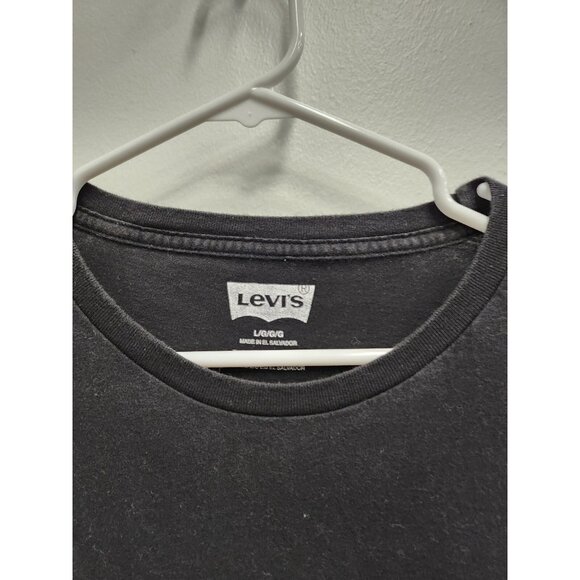 Levis Mens T-Shirt Large Black Red Graphic Print Crew Neck Short Sleeve Tee - Picture 3 of 7